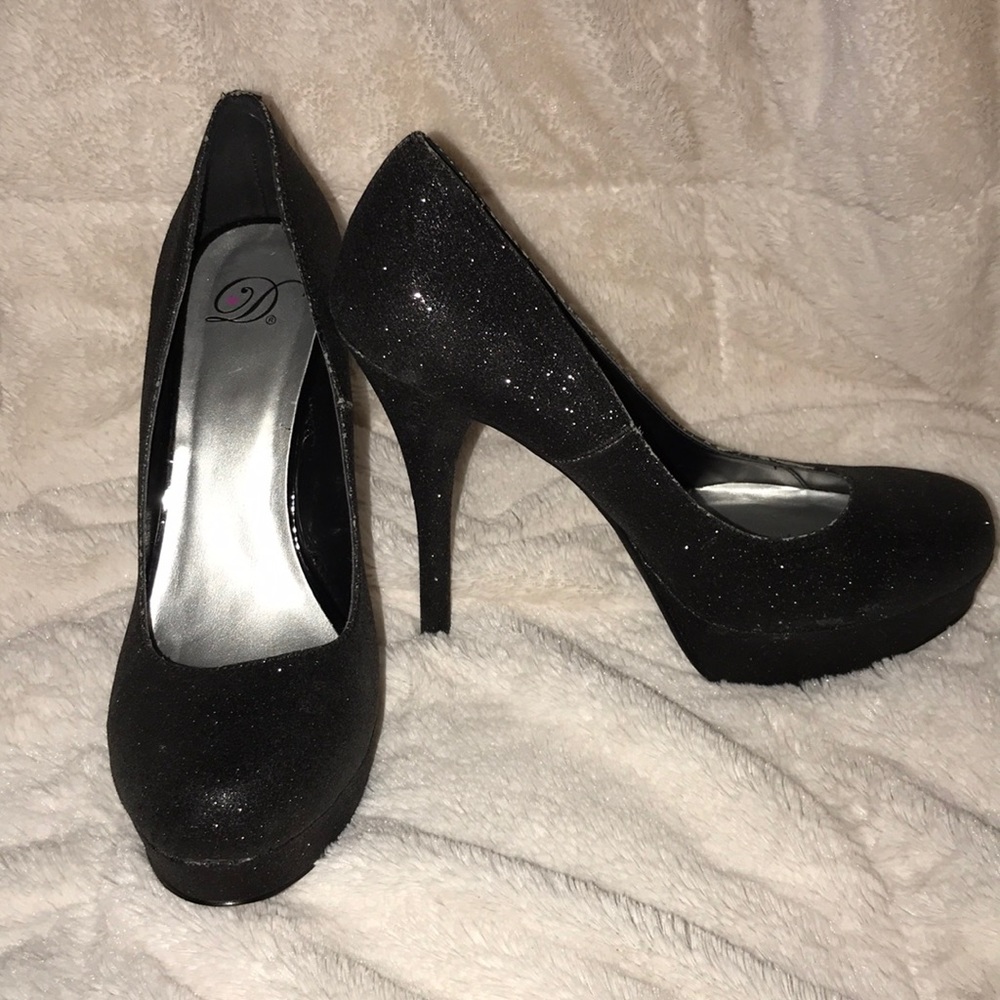 Black sparkly heels